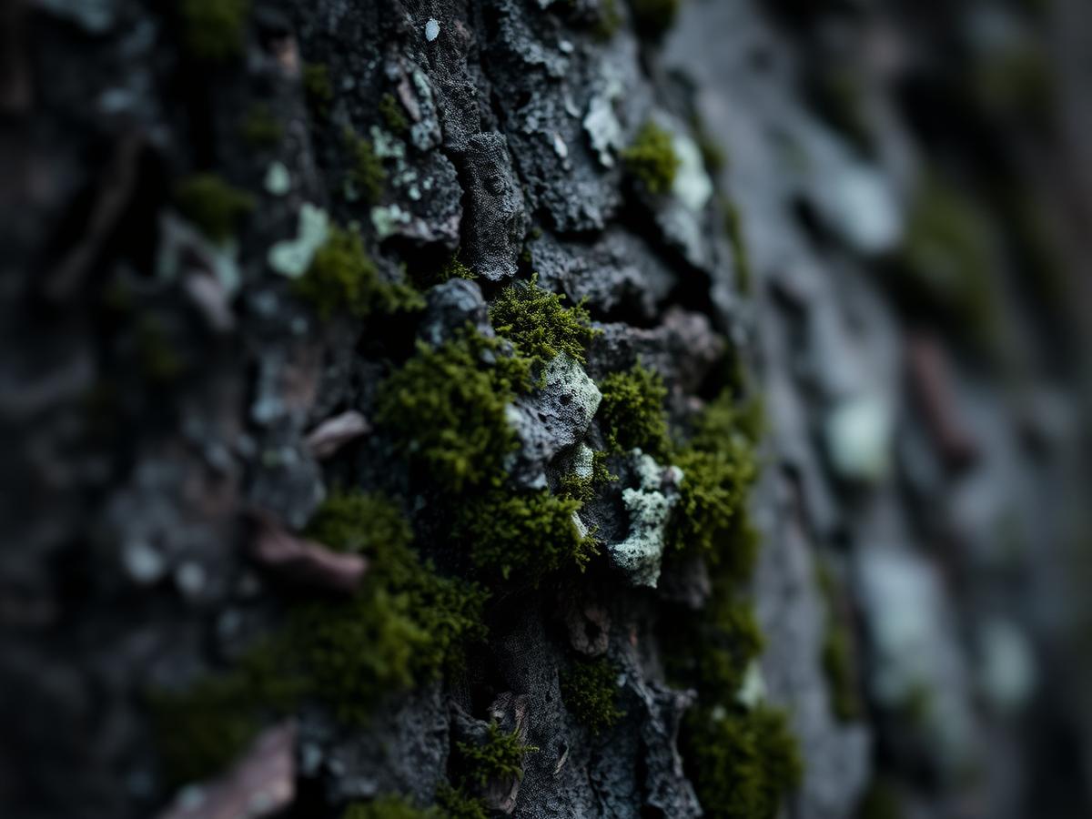 Detail van bemoste boomschors